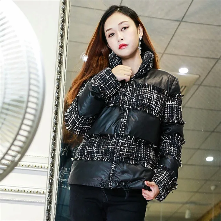 Greatest  New turtleneck tweed prepare the splicing of bread thick down cotton-padded jacket F1006 fashion co