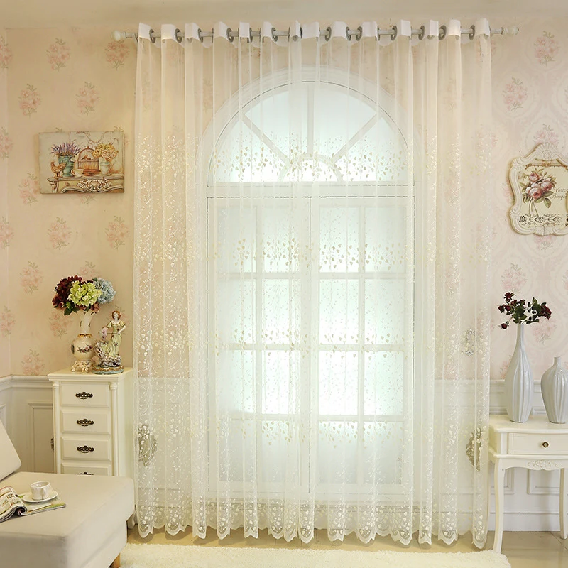 

Modern Curtain Window Treatments Sheer Korean Embroidery Luxury Flowers Lace Finished Curtains For Living Children Room Bedroom