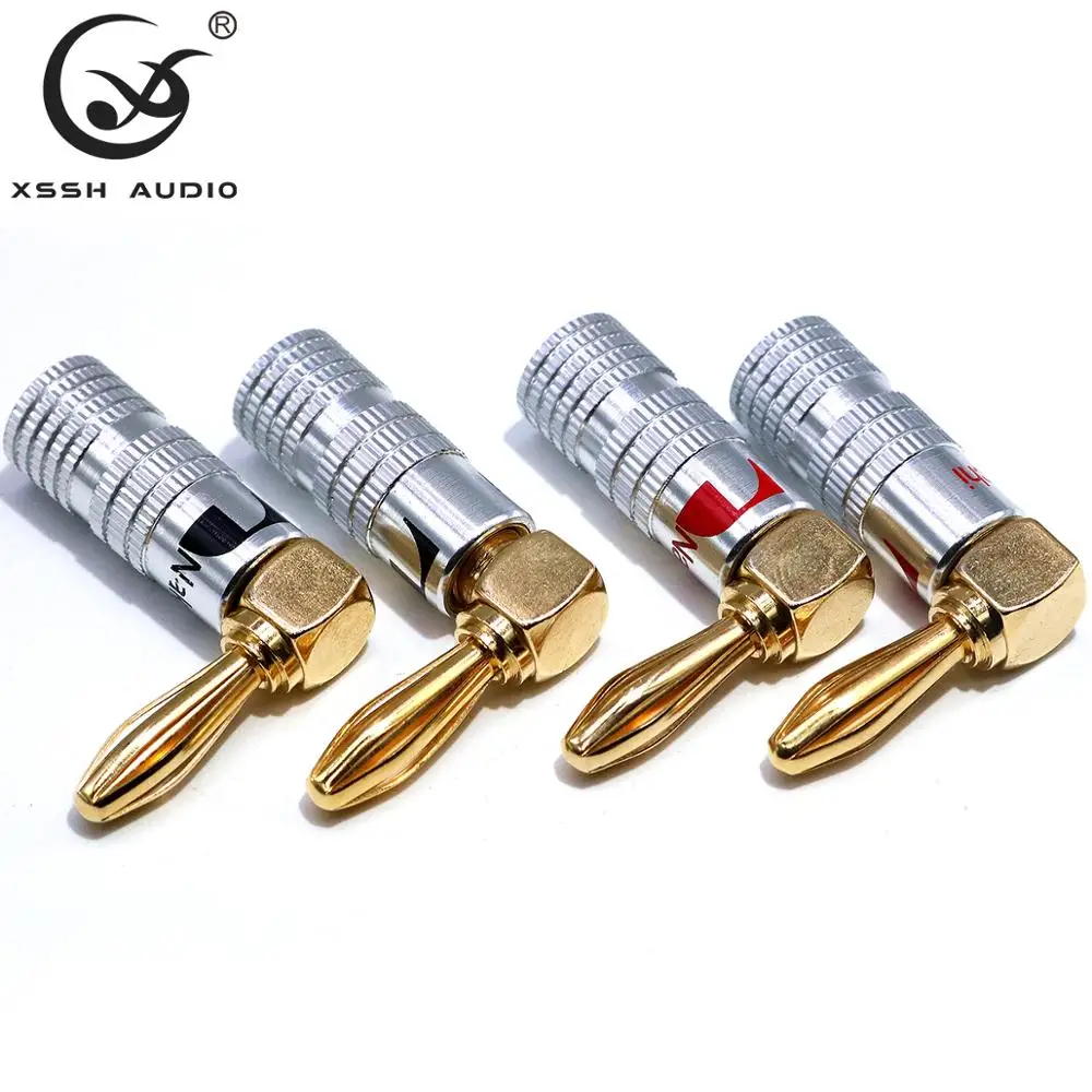 

8pcs or 16pcs XSSH Audio Hi-end Hifi Nakamichi Gold Plated 90 degrees right-angled Small 5mm Male Banana Plug Jack Connector