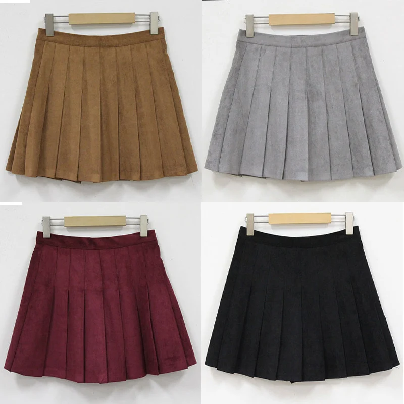 Новые разноцветные японские плиссированные юбки с высокой талией JK Студенческая плотная плиссированная юбка для девочек женские утепленные весенние юбки