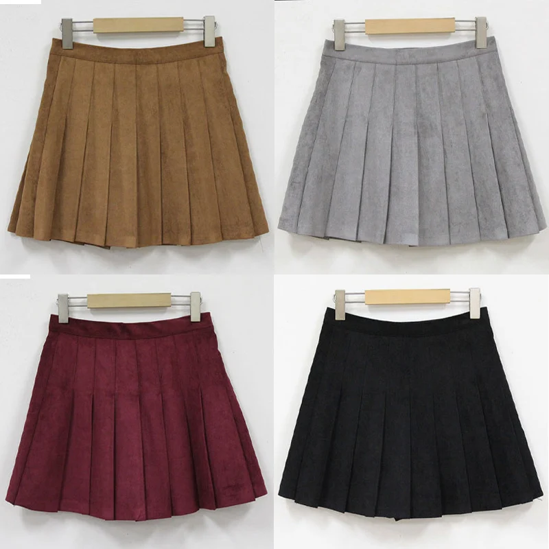 

2017 new Multi color Japanese high waist pleated skirts JK student Girls solid pleated skirt women Thickening Spring Skirts