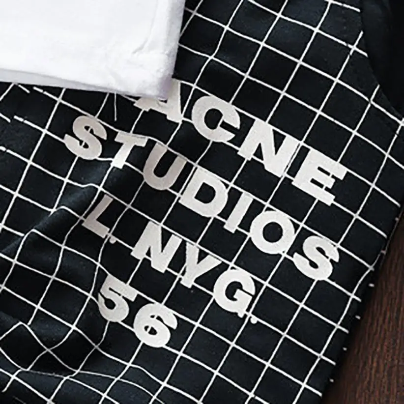 2Pcs Infant Kid Boys Girl Letter Star Print Plaid Tops+Pants Outfits Clothes Set