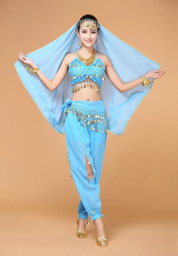 New 4pcs Set Belly Dance Costume Bollywood Costume Indian Dress Bellydance Dress Womens Belly Dancing Costume Sets 7 Color