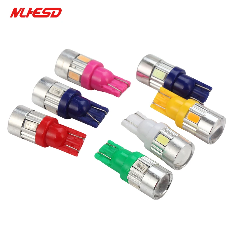 10 шт. T10 W5W 194 6SMD 5630 5730 6LED Клин светильник супер белый автомобиль боковые лампочки