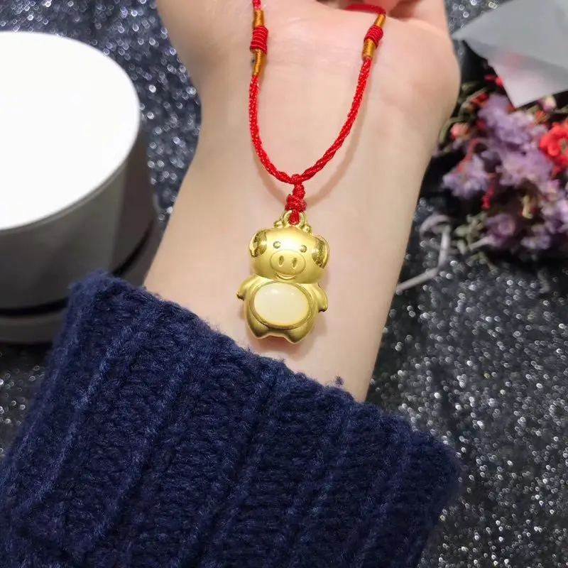 

2019 Sale Asg Cluci Cage Pendants Pure Chinese Zodiac Little Golden Pig Pendant With Men And Women With 3 D Solid Baby Necklace