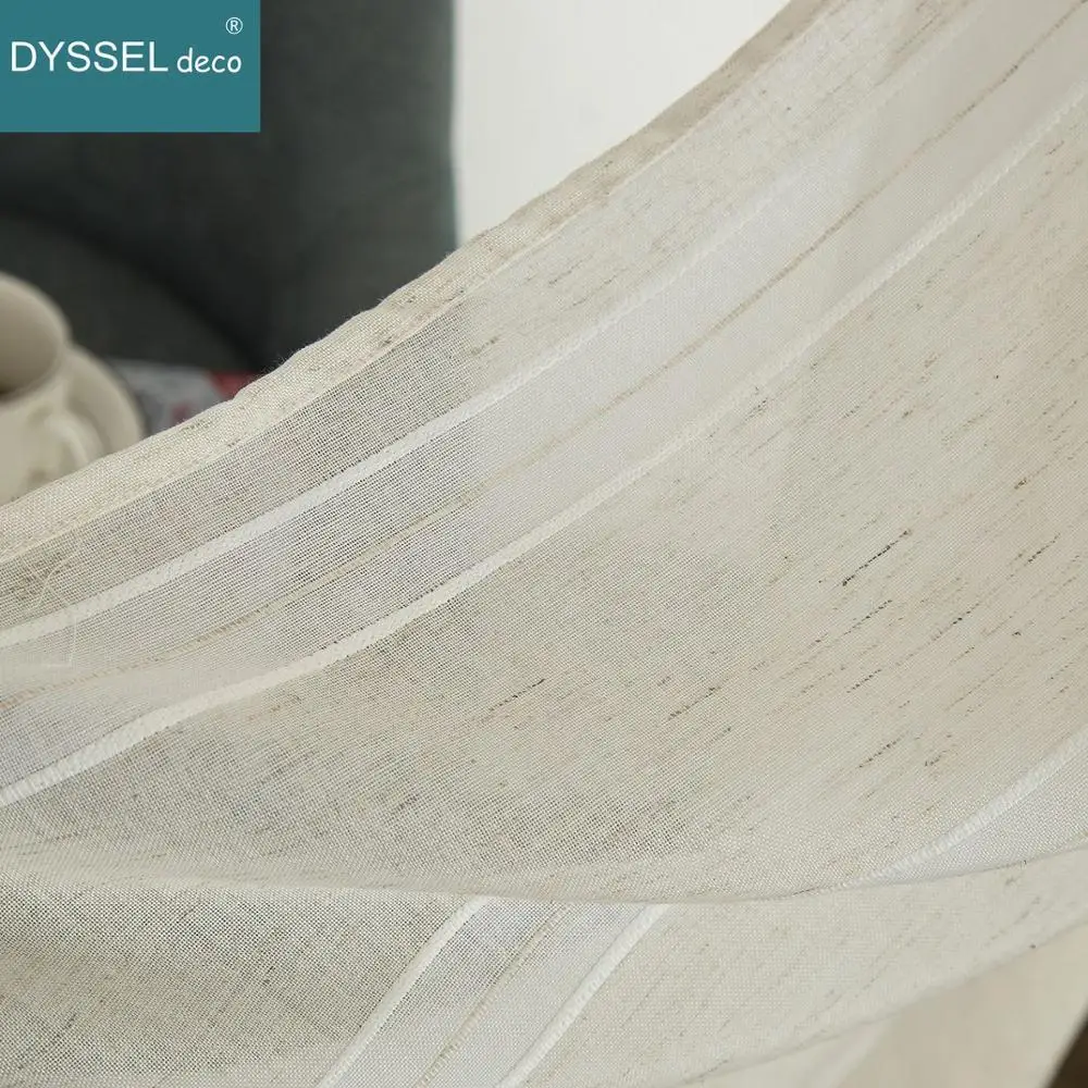 

Modern drapery white Striped Linen Home decorative Sheer window curtain rod pocket Grommet top for living room bedroom