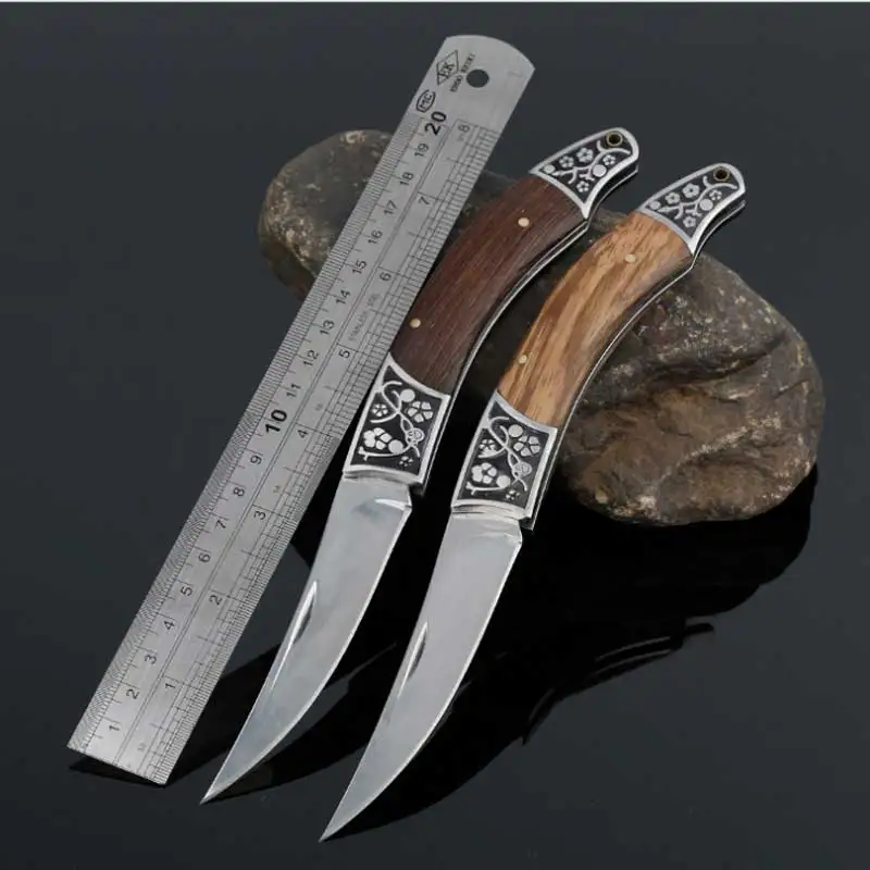 

Folding High hardness blade wood handle camping hunting survival stainless steel knives Tactical Mini Folding Folder Knife