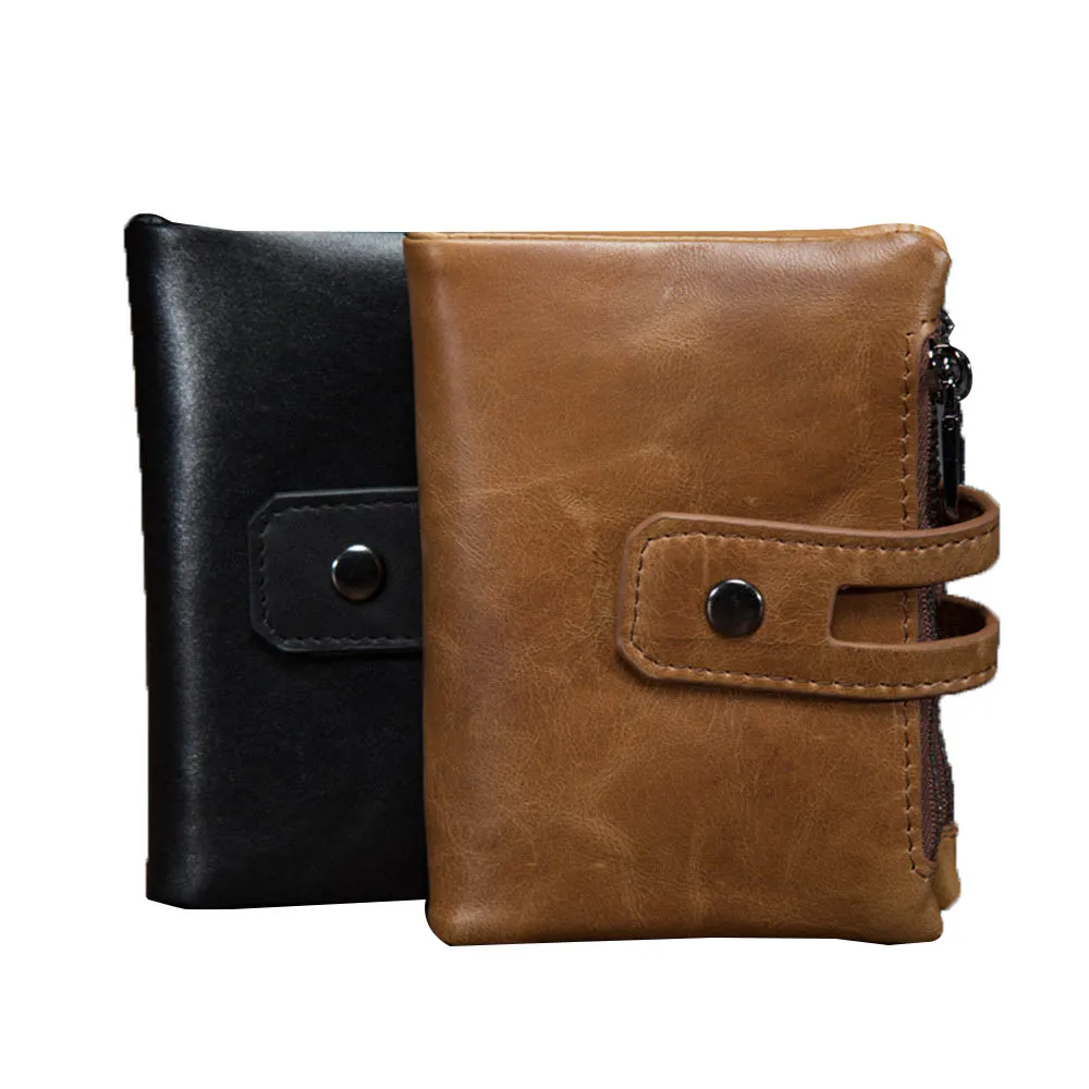 

Genuine Crazy Horse Leather Mens Wallet Man Cowhide Cover Coin Purse Small Brand Male Credit&ID Multifunctional Small Wallet for
