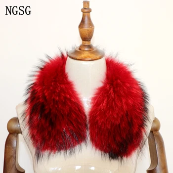 

NGSG Real Raccoon Fur Collar Winter Women Coat Natural Raccoon Fur Ring Scarf Genuine Fur Scarves For Coat Clothing Accessorie