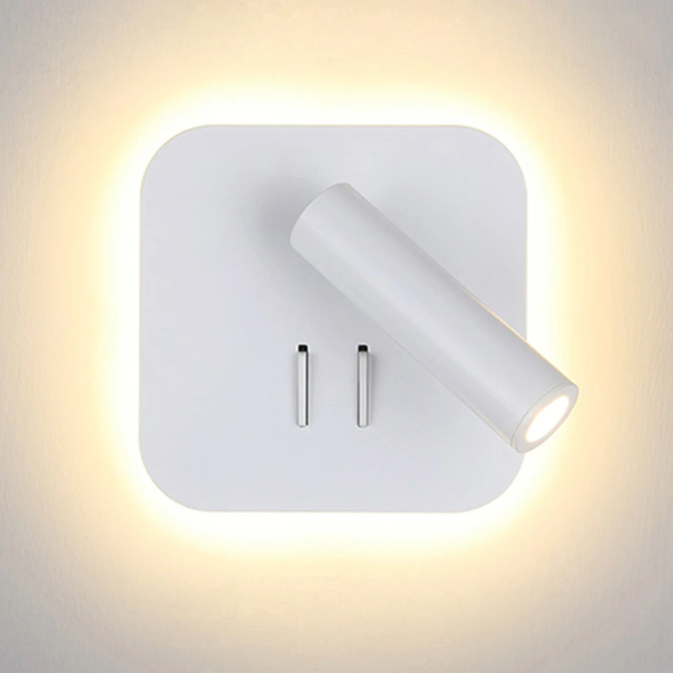  Nordic LED Wall Lamp with switch 3W spotligh 6W backlight free rotation Sconce indoor wall light Fo - 32994208979