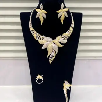 

GODKI Trendy 4pcs Wedding Necklace Earring Set For Women Full Cubic Zircon Bridal Jewelry Sets pendientes mujer moda 2019