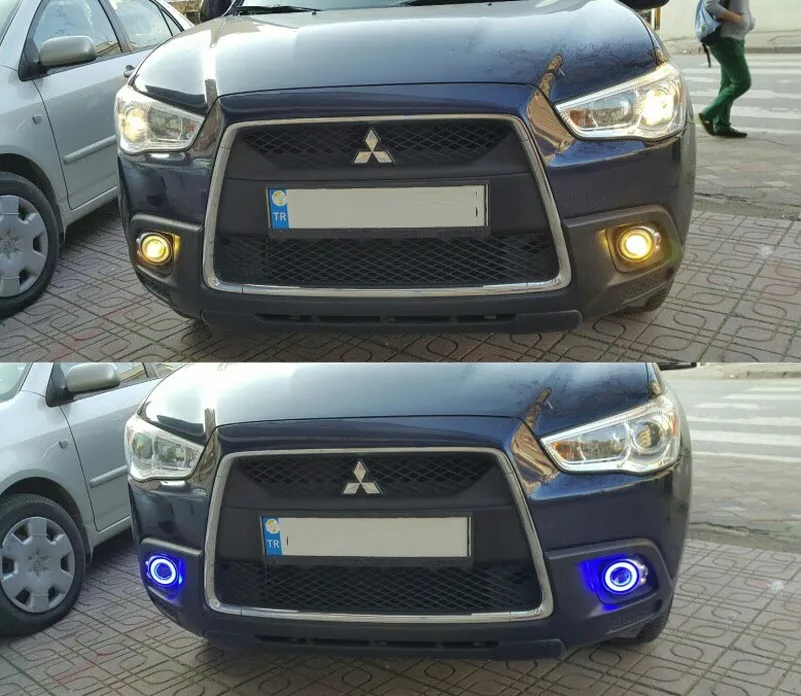 Для Mitsubishi ASX RVR 2011 2012 COB светодиодный ангельские глазки DRL желтый сигнальный светильник H11 галогенный/ксеноновый противотуманный светильник s с объективом проектора