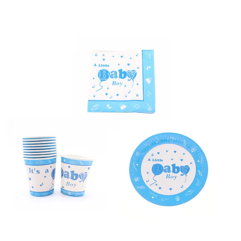 

40Pcs Disposable Tableware Set Cups Napkins Plates Cover Baby Shower Gender Reveal Birthday Wedding Decorations Party Supplies
