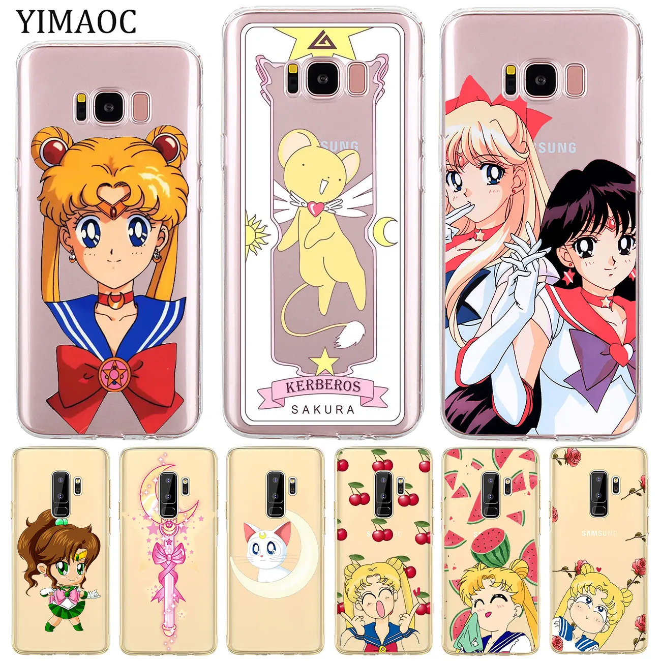 

YIMAOC lovely Sailor Moon Soft Silicone Phone Shell Case for Samsung Galaxy S10e S10 S9 S8 Plus S7 Edge Transparent Cover