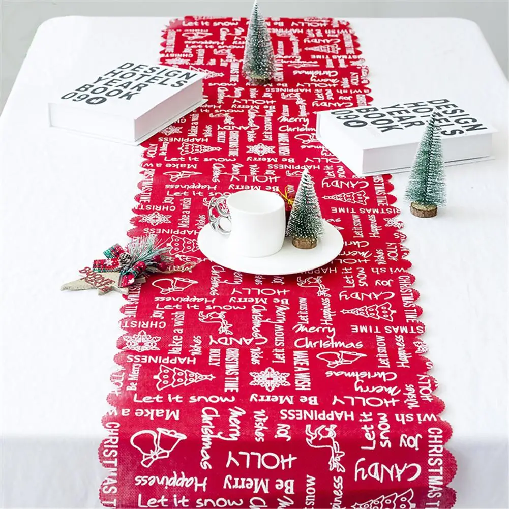 

Christmas Linen Table Cloth Christmas Letter Printed Table Cloth Christmas Innovative Table Cloth Christmas Decor Table Flag