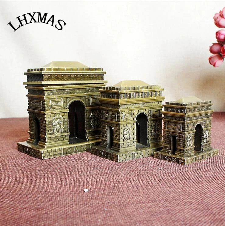 Mini Retro Paris Famous Building Model Arc de Triomphe Figurines Home Decoration Electroplate Metal Crafts Souvenirs Gifts E381 photo