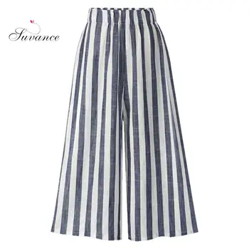 

Suvance 2019 Summer Office Lady 3 Striped Pirnt Color Size M-6xl Women Loose Thin Wide Leg Pants Jl-omw8200