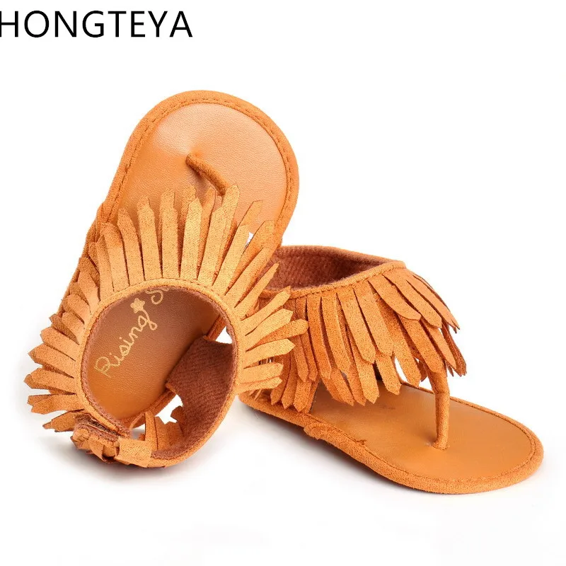 

Hongteya Hot Sell New fashion tassel summer baby sandals baby moccasins shoes soft sole pu leather child girls boys sandals