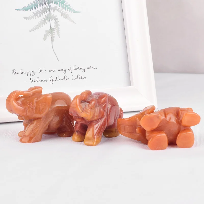 Драгоценные камни Природный Красный Авантюрин статуэтка слона резные фигурки камни и кристаллы статуи для украшения детской комнаты