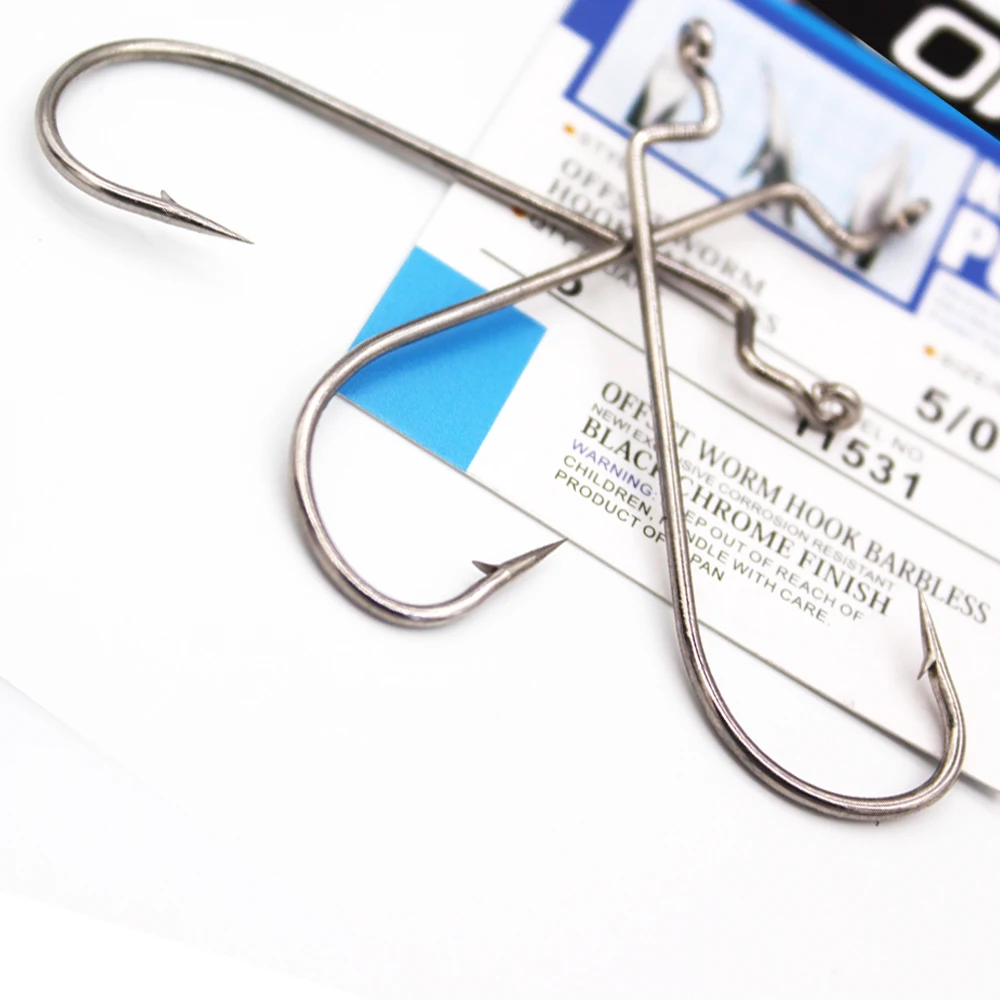 1 pack Offset Worm Hook Brabless Fishing Hook 9 Sizes 5/0#-6# Crank Worm Sharp Hook Fishhook Strength hook owner