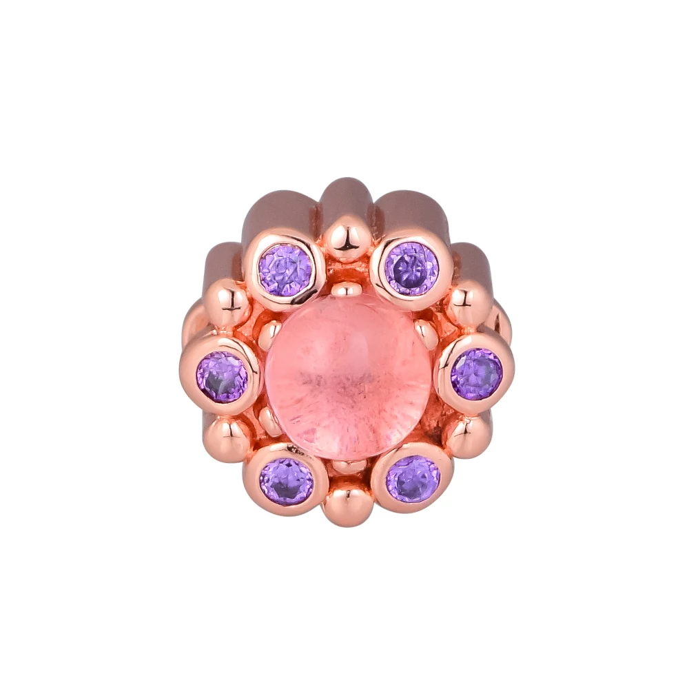

2018 Autumn 925 Sterling Silver Pink and Purple Crystals Original Charm Beads for Women Jewelry Fit Pandora Bracelets Necklace