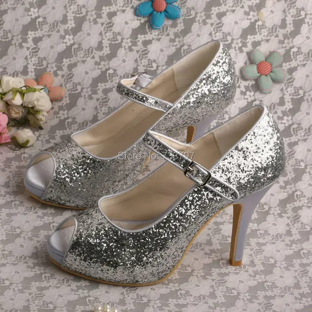 Buy Wedopus MW760 Custom Handmade Mary Janes Silver