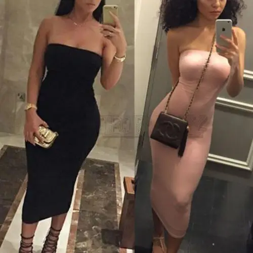 Image 2019 Top Fashion Womens Summer Dresses Strapless Female Clothes Sleeveless Beach Dress Bandeau Bodycon Tube Solid Dress Womens