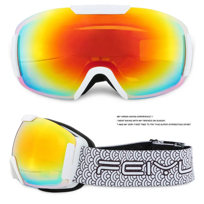 double layers ski goggles UV400 anti fog big ski mask tpu glasses