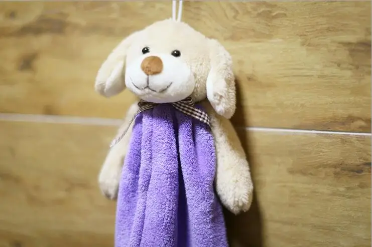 Подвесное детское полотенце для рук 1 шт. мягкое Коралловое бархатное мультяшное полотенце абсорбирующее быстросохнущее полотенце для кухни и ванной домашний текстиль - Цвет: Purple dog