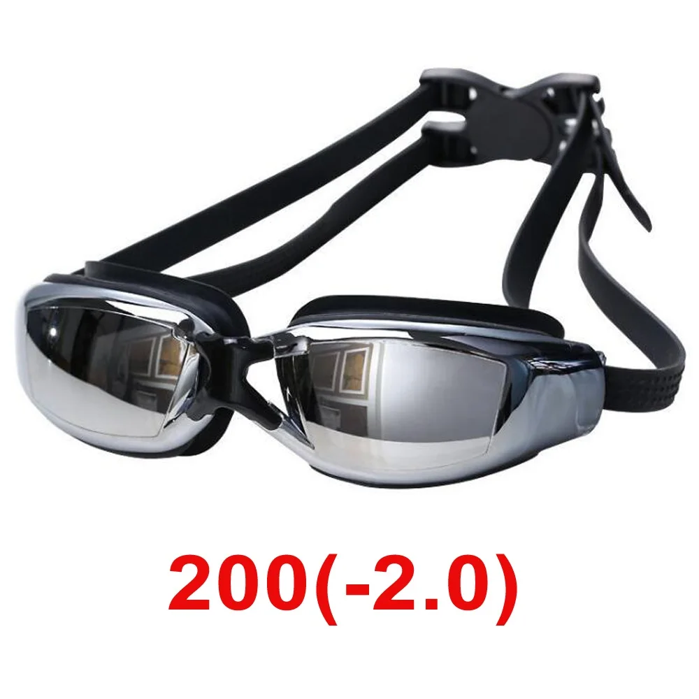 Очки для плавания для взрослых, очки для плавания для близорукости, очки для плавания HD, анти-туман, УФ-защита, оптические очки для мужчин и женщин, для взрослых, для плавания, ing-1,5~-8,0 - Цвет: myopia 200