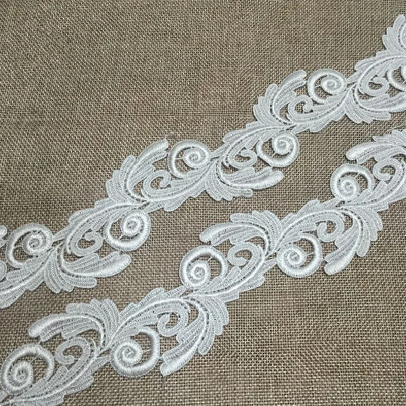 1 Yard 4cm White Color Wavy Style Embroidered Lace Trim Appliques Lace