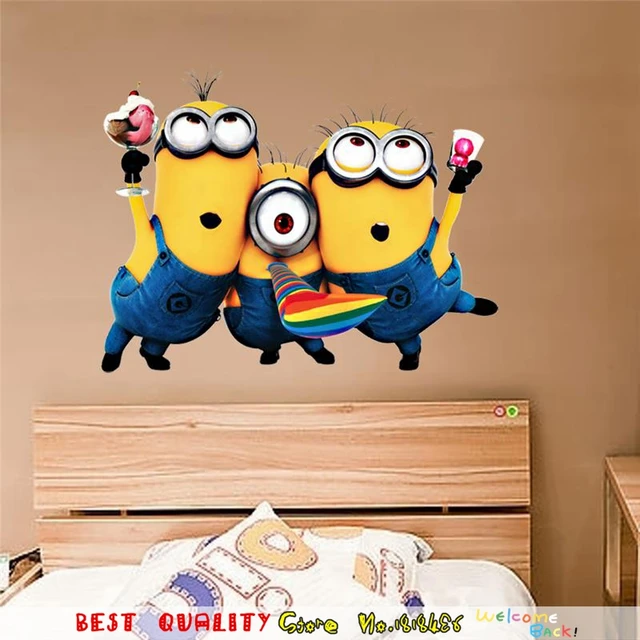 cute minions man wall stickers kids room decoration home house decor
