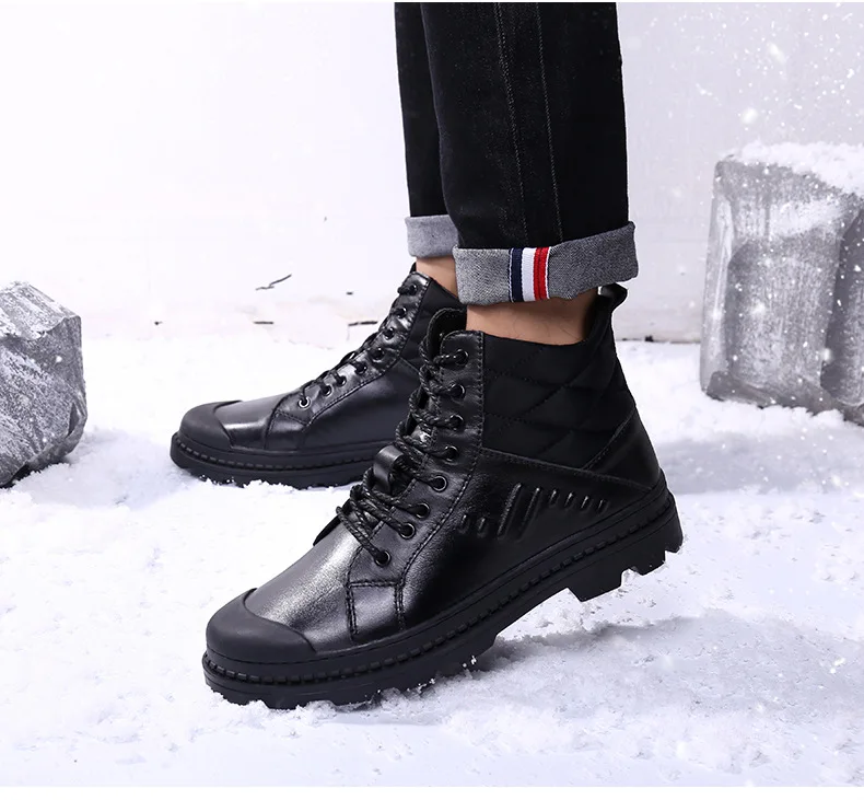 Reetene/новые кожаные мужские ботинки; сезон осень-зима; модные теплые коричневые ботильоны на шнуровке; большие размеры; мужские ботинки; Теплые повседневные рабочие ботинки