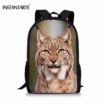 

INSTANTARTS Funny Primary School Students Schoolbags Cute Bobcat Printing Boys Girls Bookbags Casual Children Computer Backpacks