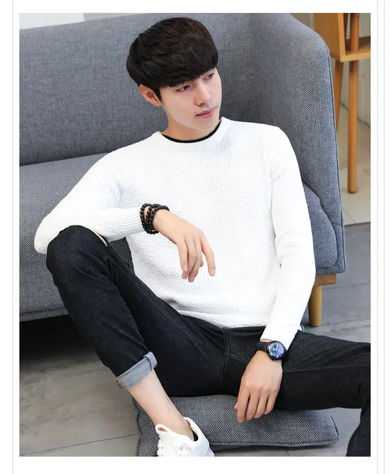 2019 Autumn False Two-piece Pullover Men Cotton Thicken Knitted Sweater Men Winter Simulation 2 Mens Sweaters Male Drop-shipping 05