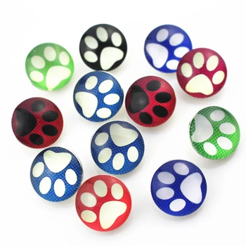 

50pcs Mixed Glass Cartoon Snap Buttons Jewelry Footprint paw Snap Jewelry Fit DIY Snap Bracelets Bangles Summer Accessories