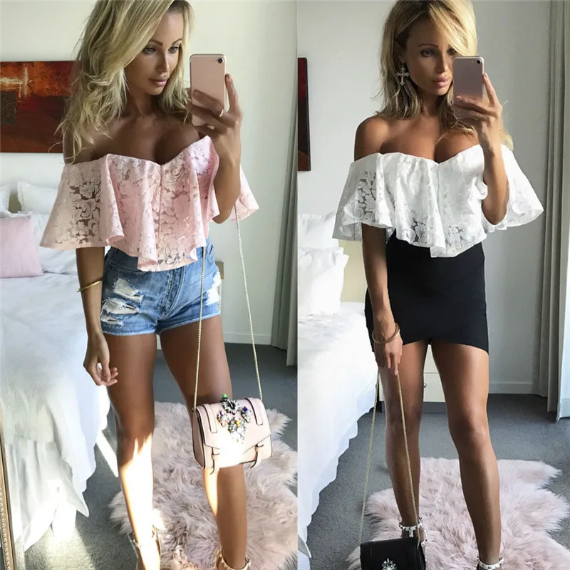 

2017 New Summer Women White Lace Ruffled Short Sleeve Playsuit Bodycon Party Club Jumpsuit Bodysuit