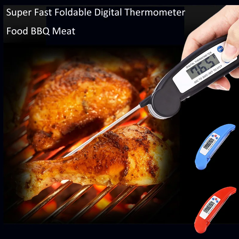 Foldable Digital Electronic Barbecue Meat Thermometer Fast Instant BBQ