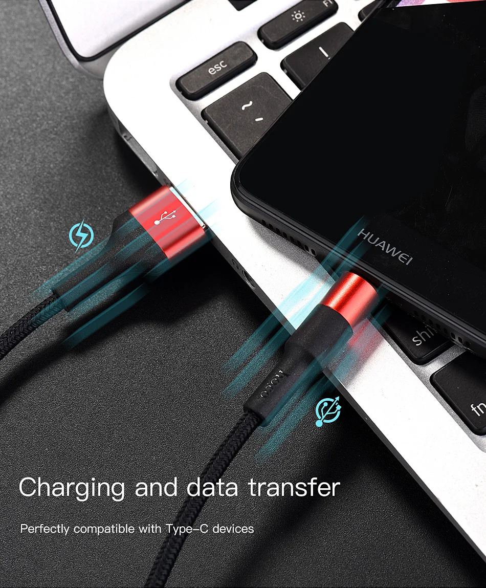 HOCO USB C кабель для samsung S9 S8 2A usb type C Быстрая зарядка кабель для Xiaomi Mi 8 A1 huawei Синхронизация данных USBC Шнур зарядное устройство Tipe C