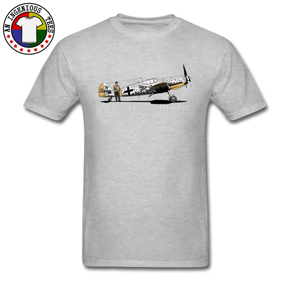 Cotton Boy Short Sleeve Messerschmitt BF109 T-shirts Printed On Tops T Shirt Funny Personalized O Neck Tee Shirt Messerschmitt BF109 grey