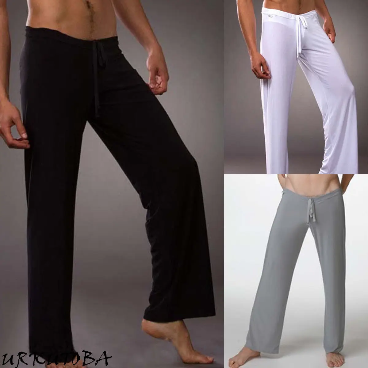 

New Fashion Men's Casual Loose Loungewear Sports Wide Leg Trousers Slacks Drawstring Pants Homewear