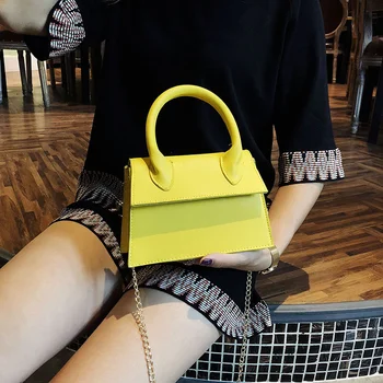 

MANFUNI Candy Color PU Shoulder Bag for Women Casual Hand Bag 2019 New Solid Color Ladies Mobile Phone Purse Chain Messenger Bag