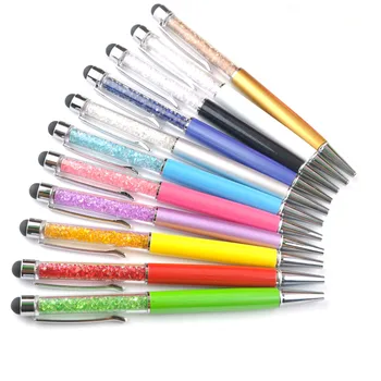 

10000pcs/lot 11 colors Office & School 2 in 1 Crystal Pen Stylus and ballpoint Pen for iPad iPhone 7 6s 5s iPod Samsung Android