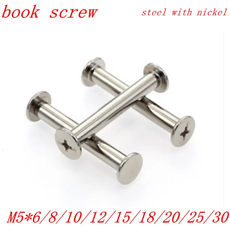 

20pcs free shipping book screw M5*5/6/8/10/12/15/18/20/25/30 Nickel Plated Chicago Screw Photo Album Leather Craft