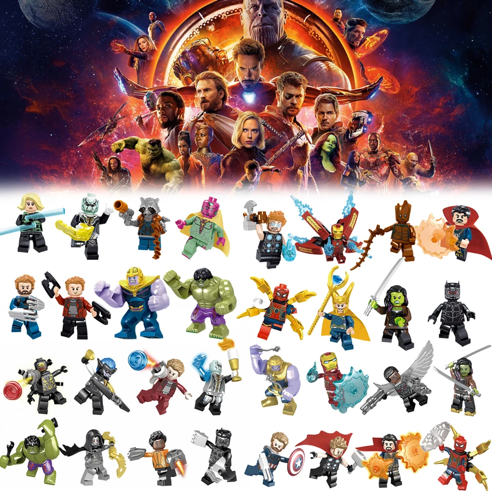 

16 Pcs/lot Legoness Marvel Avengers Infinity War Super Heroes Gathering Mini Figures Building Block Set Movies Kids Toys Gift