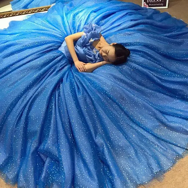 Настоящая фотография, Карнавальный Костюм Золушки, вечерние платья, бальное платье, Vestido De 15 Anos Vestido, королевское синее бальное платье