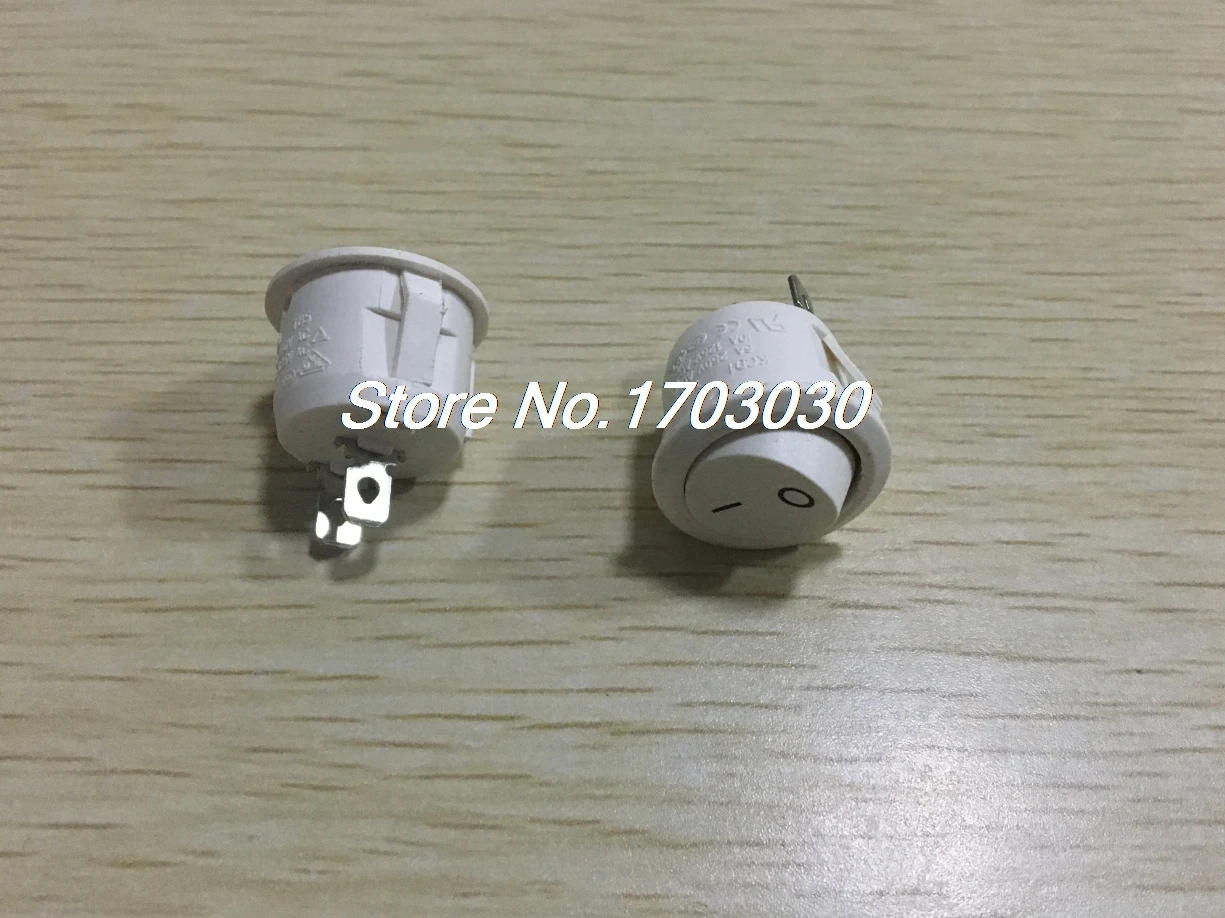 

10 Pcs White Round AC 250V 6A 2 Pin SPST ON OFF Rocker Switch