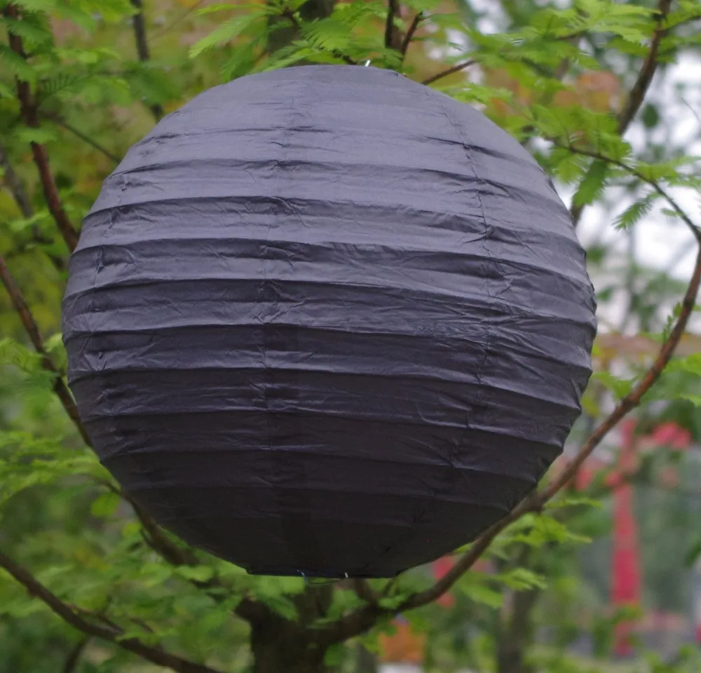 

(10pcs/Lot) 10''(25cm)Free Shipping Chinese Paper Lantern Round Black for party decoration Wedding Lantern Decorations