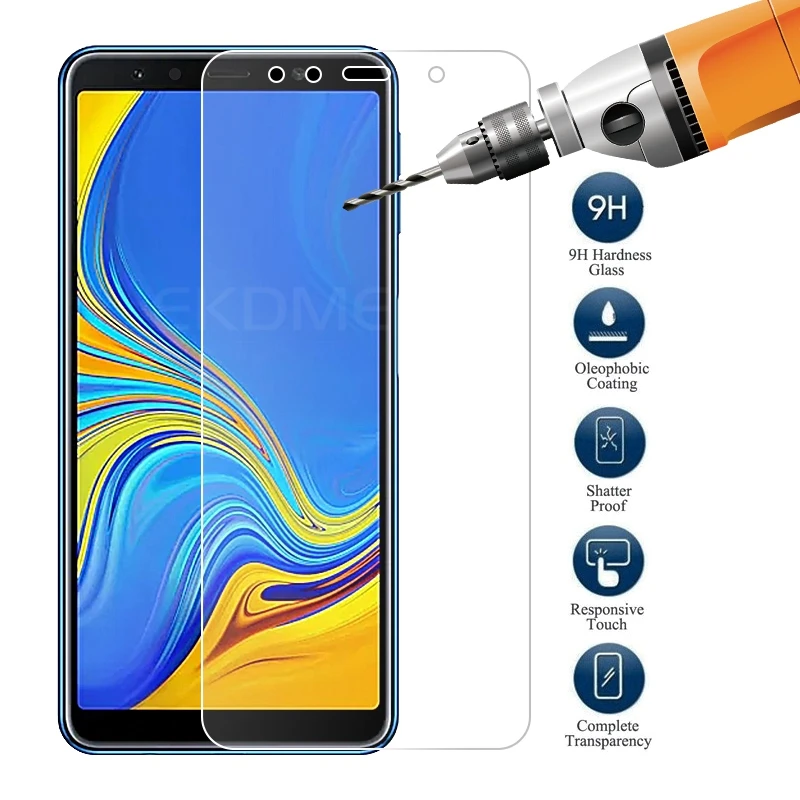 

2-in-1 Protective Film For Samsung Galaxy A9 A7 2018 A9 Star Lite A9S A6 Plus Clear Front Tempered Glass + Back Camera Lens Film