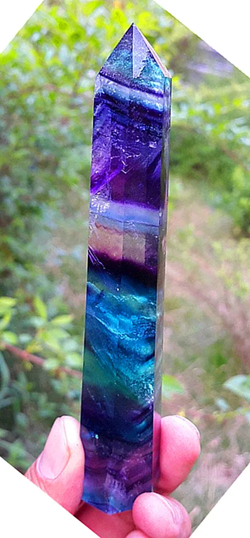 Натуральный Синий флюорит фиолетовая полоса кварцевый кристалл волшебная палочка ТОЧКА исцеления и большое количество минералов